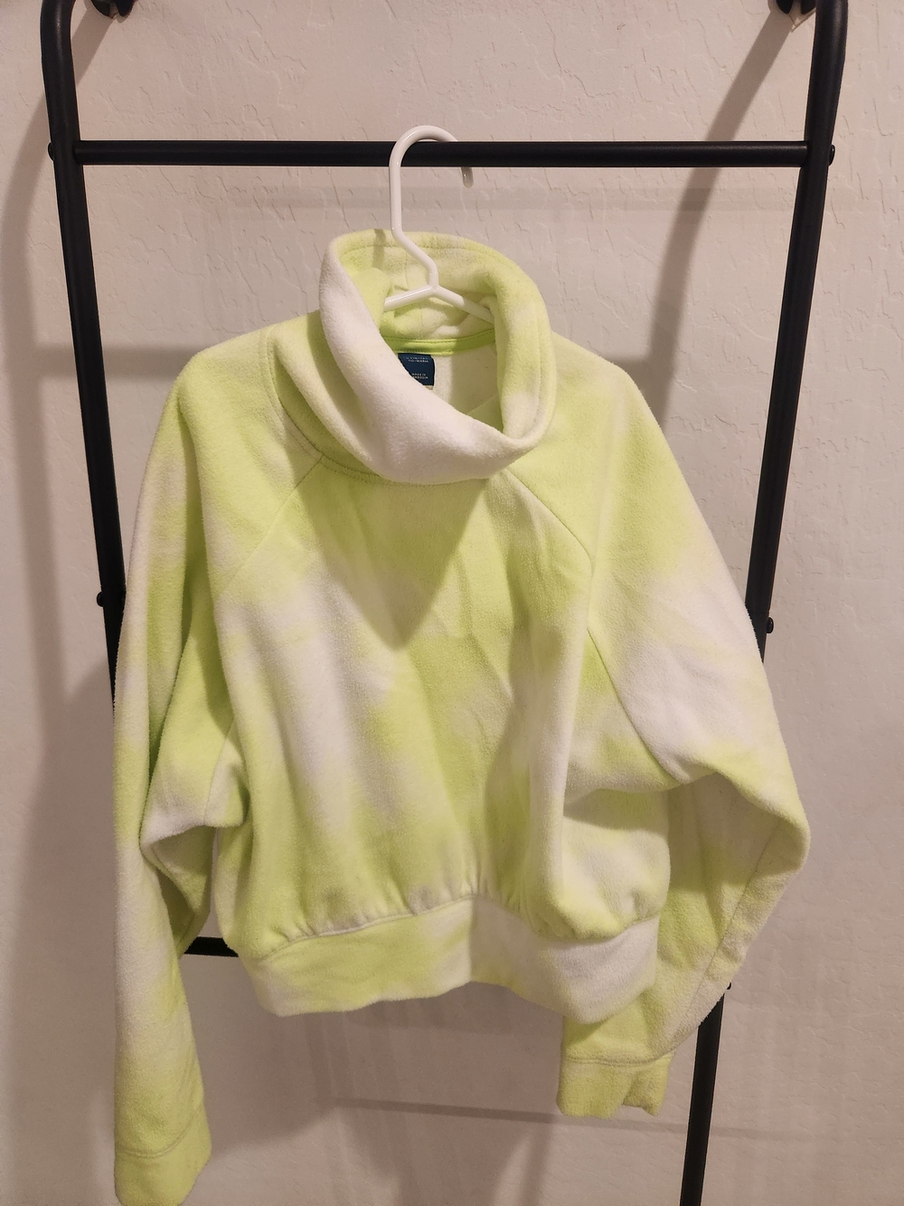 Warm Neon Yellow and White Tie-Dye Cowl Neck Sweater